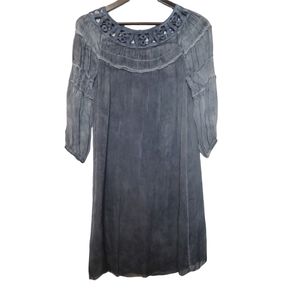 NWT 100% silk Bellambra blue cold  oversized flowy dress size XS